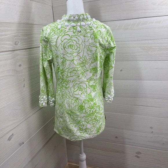 Lilly Pulitzer Newbury Beaded Draw the Line  Faille Floral Tunic 8 FREE SHIP - Picture 4 of 6
